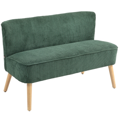 HOMCOM Canapé 2 places, bois, polyester velouté, mousse, 117 x 56,5 x 77 cm, vert