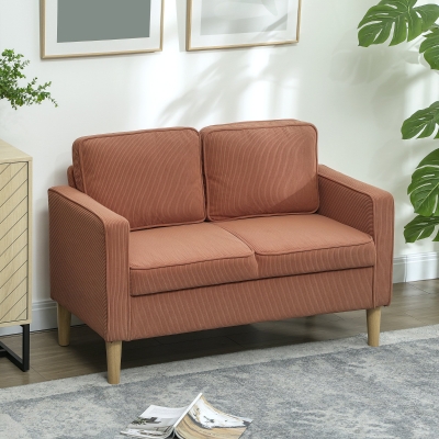 HOMCOM Sofa dwuosobowa z przestrzenią do przechowywania i solidnymi drewnianymi nogami, do salonu, sypialni, 117 x 63 x 79 cm, Różowy