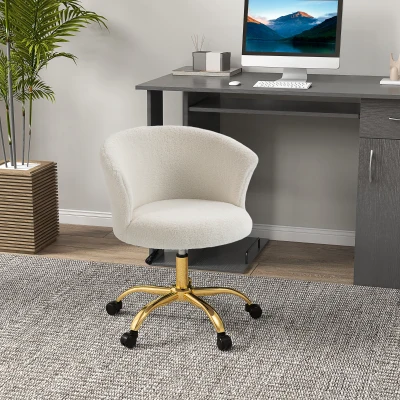 Vinsetto Bürostuhl ergonomischer Bürodrehstuhl höhenverstellbarer bequemer drehbarer Stahlgestell weiß