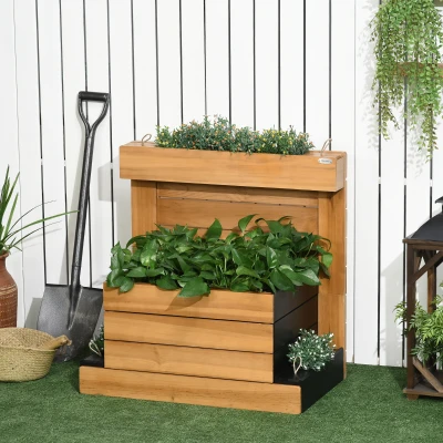 Outsunny Potager surélevé avec 4 bacs de plantation, système d'auto-arrosage, doublure en feutre, résistant aux intempéries, 79,5 cm x 49,5 cm x 80 cm