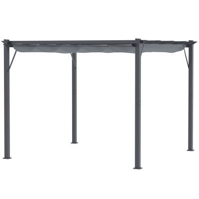 Outsunny Pergola Pavillon Terrassenüberdachung avec toit coulissant Jardin Alu Gris anthracite + Gris foncé 3x3x2,23 m