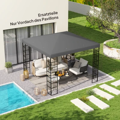 Outsunny 3 x 3 m Vervangdak voor paviljoen, Zeil voor tuinpaviljoen, met waterafvoergaten, UPF30+, Donkergrijs