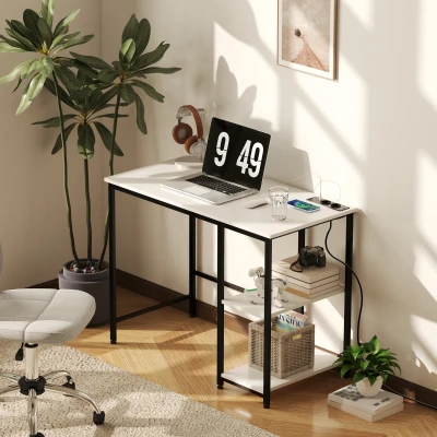 Birou pentru Computer, 100x50x75 cm, Alb și Negru