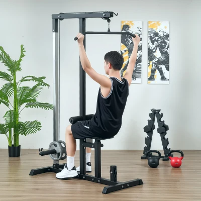 HOMCOM Stazione fitness pull down 107cm x 120cm x 190cm Nero