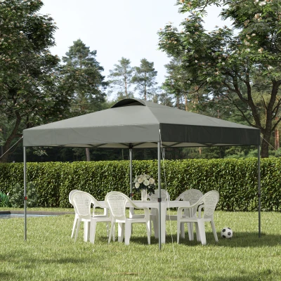 Outsunny Garten-Pavillon, Faltpavillon, Festzelt, Gartenzelt inkl. Heringe Abspannseile, Oxfordstoff, 2,95 x 2,95 x 2,64 m, Grau