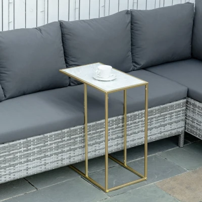 Outsunny Tavolino da salotto 48cm x 30.5cm x 61cm Bianco