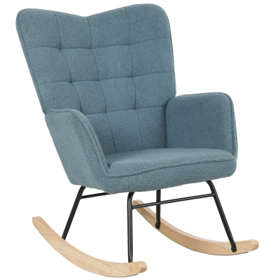 HOMCOM Schommelstoel, Ergonomisch Ontwerp, Echte Houten Glijders, Tot 120 kg, Lichtblauw