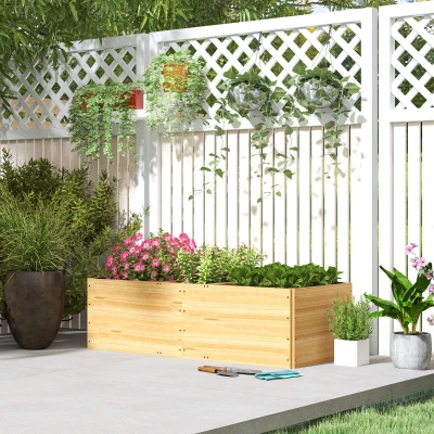 Outsunny Verhoogd Plantenbed van Hout met 3 Plantzones, voor Groente, Kruiden, Bloemen, 140 x 60 x 40 cm