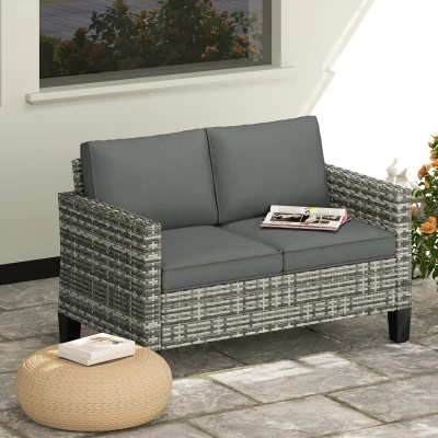 Rattan Sofa 128W x 74D x 75Hcm Light Grey