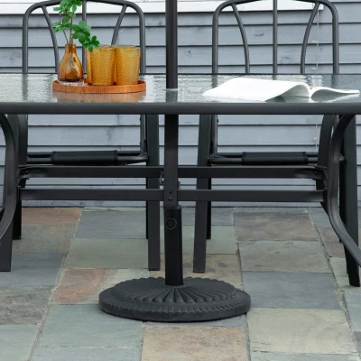 Outsunny Patio Outdoor Garden 14kg Round Cement Parasol Base, Umbrella Weight Stand Holder Compatible with Φ35mm, Φ38mm, Φ48mm Pole - Black