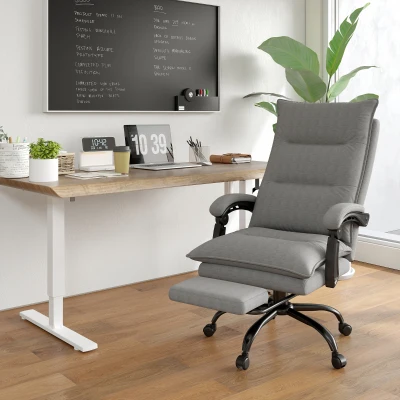 Vinsetto Cadeira de Escritório com 6 Pontos de Massagem e 5 Modos Reclinável com Função de Aquecimento 66x74x114-121,5 cm Cinza