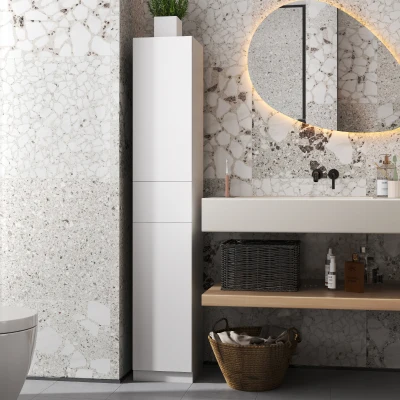 kleankin Coluna Casa de Banho com 1 Gaveta e 5 Prateleiras Coluna Casa de Banho de Estilo Moderno 30x28x170cm Branco