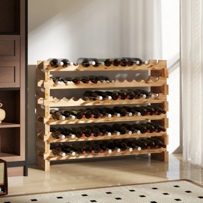 HOMCOM Suporte para Garrafas de Vinho para 72 Garrafas Garrafeira com 6 Níveis Suporte para Vinhos Vertical 114x28x85 cm Madeira