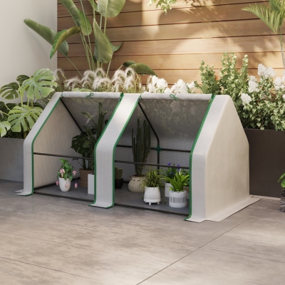 Outsunny Estufa de Jardim 180x90x90 cm Tipo Casa Tubo de Aço com 2 Acessos Estufa Pequena para Cultivo de Plantas Branco