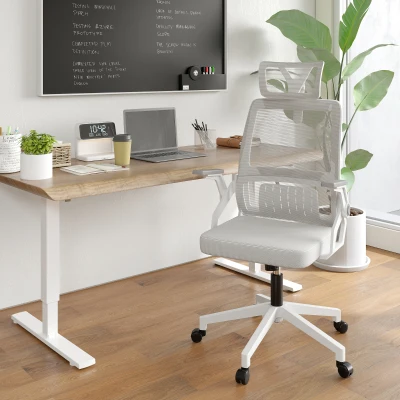 Vinsetto Cadeira de Escritório de Malha Cadeira de Escritório Giratória com Altura e Apoio para a Cabeça Ajustáveis 58x61x102-119 cm Cinza