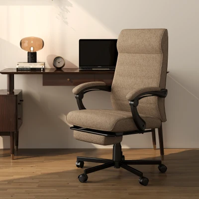 Vinsetto Cadeira de Escritório Reclinável com Altura Ajustável Apoio para os Braços Apoio para os Pés Retrátil 68x67x106-114cm Marrom