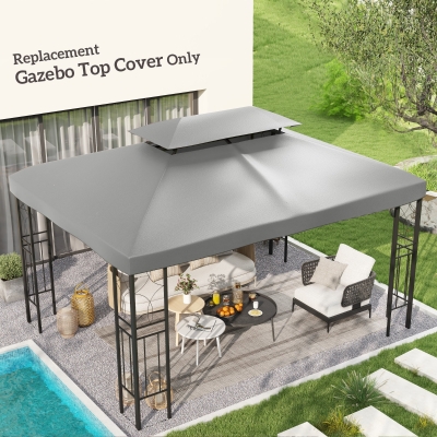 Outsunny Toldo de Substituição 4x3m para Pérgola de Jardim 2 Níveis Respirável com 10 Orifícios de Drenagem Cinza Claro