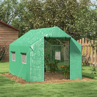 Outsunny Tunnelkas, oprolbare deur en ramen, verzinkt stalen frame, 2x3x2m, Groen