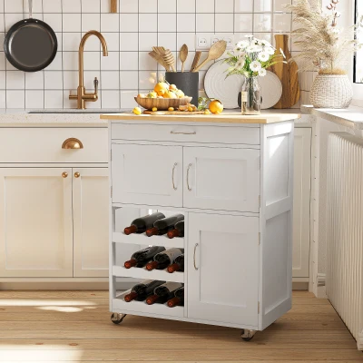 HOMCOM Carrello da cucina 67cm x 37cm x 87cm Bianco
