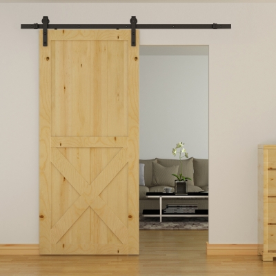 HOMCOM Binario per Porta Scorrevole Kit Montaggio Completo Nero