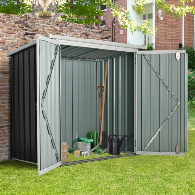 Outsunny 5' x 3' Metal Storage Shed, Garden Tool House with Double Doors for Backyard, Patio