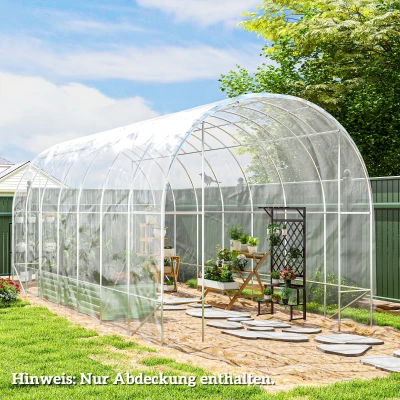 Outsunny Plandeka do Szklarni z Plastiku, Pokrycie Ochronne dla Roślin, Odporna na UV i Wodę, 7 x 8 m
