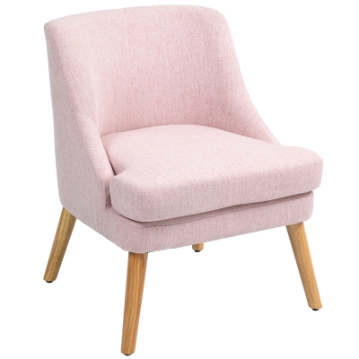 HOMCOM Accentstoel in Scandinavische stijl, fluweel, 25D-schuim, poten van Heveahout, beige, 63x69x79,5 cm