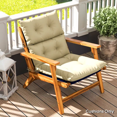 Outsunny Zitkussen, Dik Kussen voor Zitmeubilair, met Rugleuning, Schommelstoelkussen, voor Binnen en Buiten, Beige