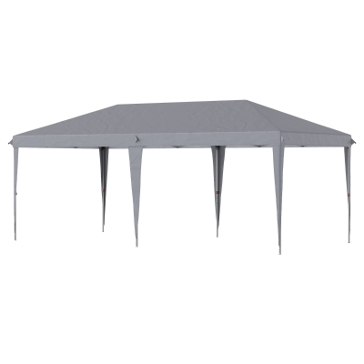 Outsunny 3 x 6 m Pop Up Gazebo - Foldable Canopy Tent with Height Adjustable Wedding Awning, Includes Carrying Bag, Grey