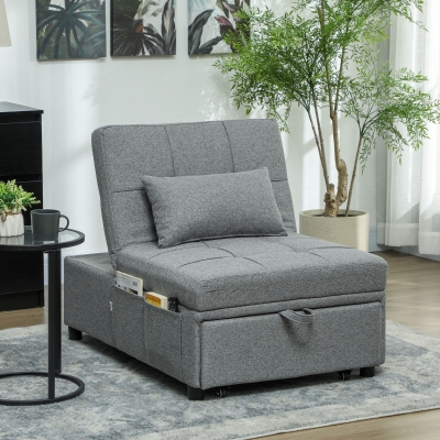 Chair Bed 104L x 72W x 81Hcm Light Grey