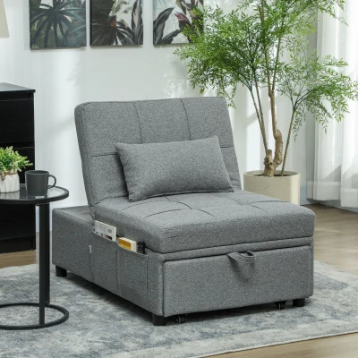 Chair Bed 104L x 72W x 81Hcm Light Grey