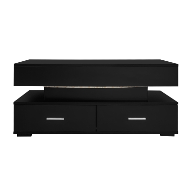 Hydraulic Lift Top Coffee Table with LED Lighting, Black