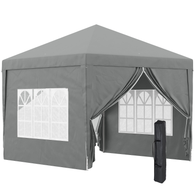 Outsunny Gazebo da Esterno 3x3 m Pieghevole Grigio Chiaro