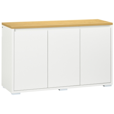 HOMCOM Aparador de Salón Mueble Auxiliar de Cocina con 3 Puertas y Estantes Ajustables para Comedor Entrada 120x37x75 cm Blanco(m-1)