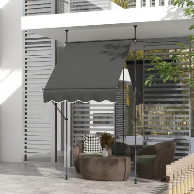Outsunny Store Banne Rétractable 1,5x1,2m Alu Polyester Gris
