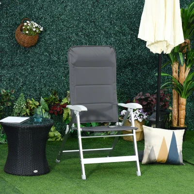 Outsunny Sedia Pesca Pieghevole con Schienale Regolabile Grigio