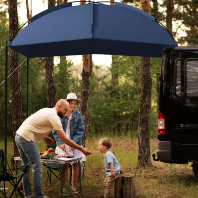 Outsunny Toldo para Coche con Altura Ajustable y Bolsa de Transporte Impermeable Anti-UV 290x278x230-260 cm Azul Oscuro