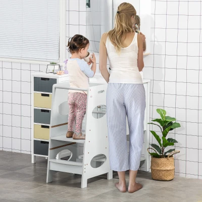 HOMCOM Torre Montessoriana per Bambini a 3 Altezze Grigio