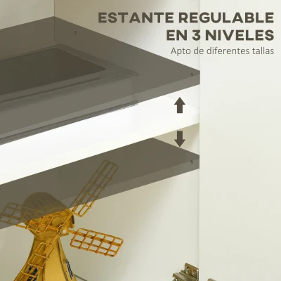 HOMCOM Aparador de Salón Mueble Auxiliar de Cocina con 3 Puertas y Estantes Ajustables para Comedor Entrada 120x37x75 cm Blanco(m-5)