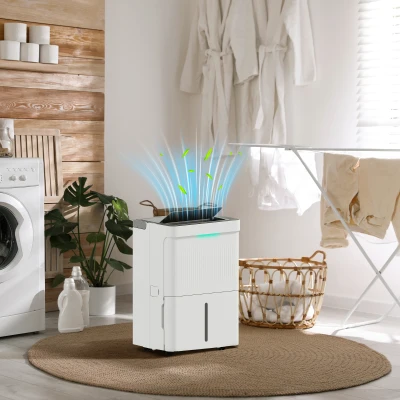 HOMCOM Deshumidificador 35L/día Depósito de Agua 5,5L Pantalla LED Temporizador 24 H Bloqueo Infantil hasta 40-100㎡ Blanco
