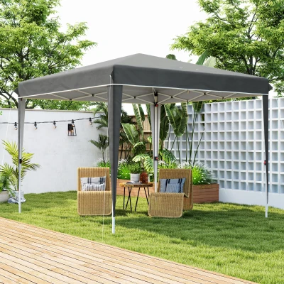 Outsunny 3 x 3 m Pop-up-Pavillon mit Tragetasche, UPF50+ höhenverstellbares Gartenzelt, Dunkelgrau