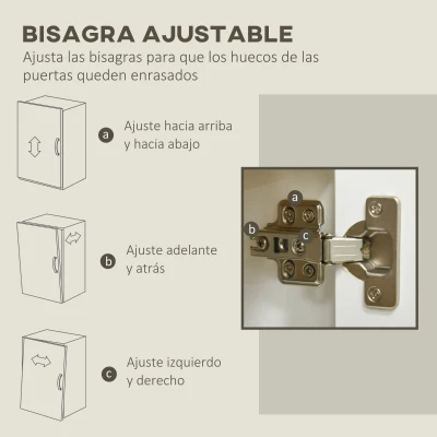 HOMCOM Aparador de Salón Mueble Auxiliar de Cocina con 3 Puertas y Estantes Ajustables para Comedor Entrada 120x37x75 cm Blanco(m-6)