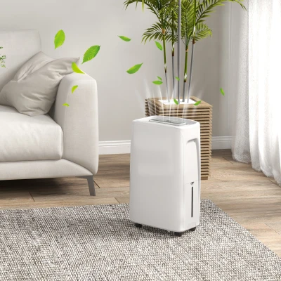 HOMCOM Deshumidificador Eléctrico 12L/Días Silencioso con 4 Modos 2 Velocidades 29x18x49 cm Blanco