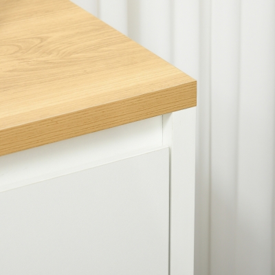 HOMCOM Aparador de Salón Mueble Auxiliar de Cocina con 3 Puertas y Estantes Ajustables para Comedor Entrada 120x37x75 cm Blanco(m-8)