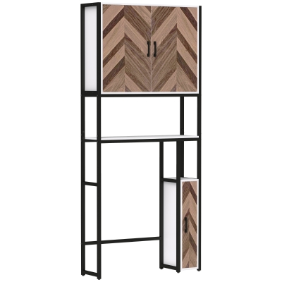 HOMCOM Móvel sobre Sanita Armário para Casa de Banho com 3 Portas 2 Prateleiras Ajustáveis e Compartimento Aberto 79,5x23x178 cm Multicor