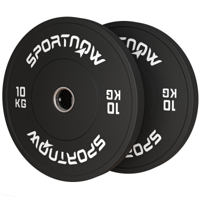 SPORTNOW Hantelscheiben-Set, 2 x 10 kg, olympischer Standard, Gummi, geräuscharm, Schwarz