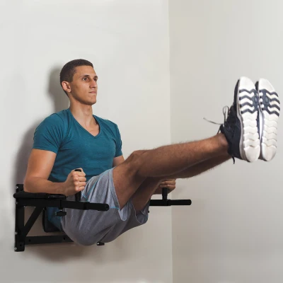 HOMCOM Barra de Musculación para Pared con Brazos Ajustables para hacer Dominadas Flexiones y Crossfit en Casa 70x53-63x48 cm Negro