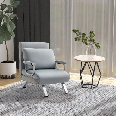 HOMCOM Single Sofa Bed Armchair Sofa Bed Guest Sleeper with Pillow for Home Office