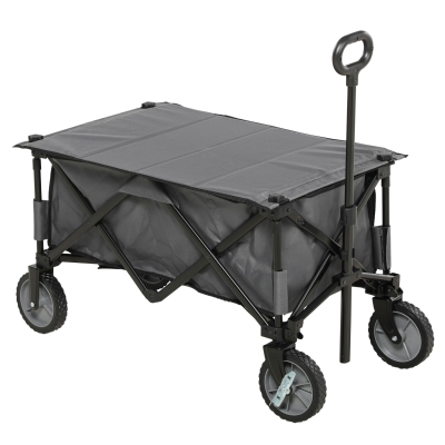 Outsunny Chariot Pliable Gris Poignée Télescopique 108x55x93 cm