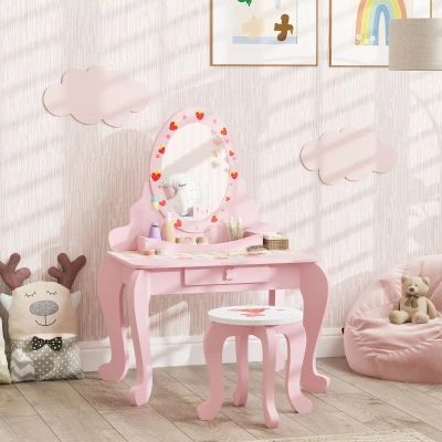Kids Dressing Table Set 65W x 45D x 89H cm Pink